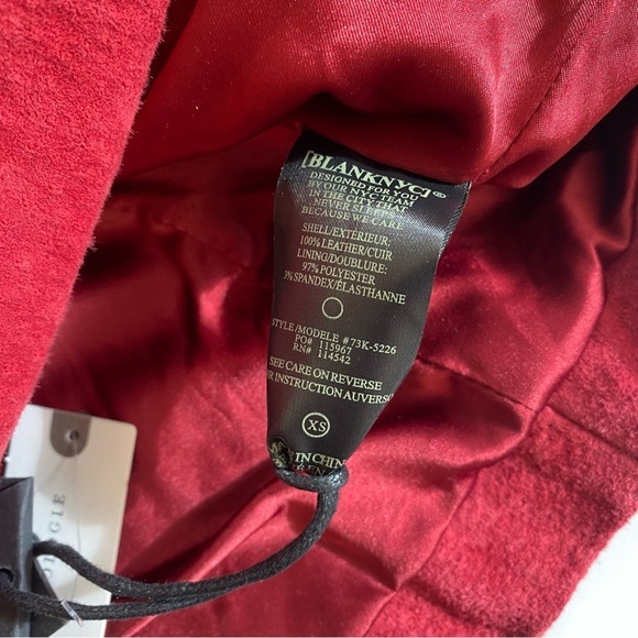 Anthropologie || Blank NYC Suede Leather Double Breasted Blazer Red XS NWT - Picture 10 of 10